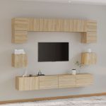 Set dulap TV, 8 piese, stejar sonoma, lemn prelucrat GartenMobel Dekor