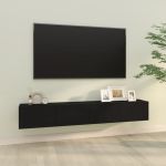 Dulapuri TV de perete 2 buc. negru 100x30x30 cm lemn compozit GartenMobel Dekor