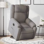 Fotoliu electric rabatabil cu ridicare, gri taupe, textil GartenMobel Dekor