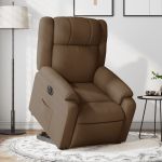 Fotoliu electric rabatabil cu ridicare, maro, textil GartenMobel Dekor