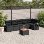 Set canapele de grădină cu perne, 7 piese, negru, poliratan GartenMobel Dekor