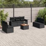 Set mobilier de grădină cu perne, 8 piese, negru, poliratan GartenMobel Dekor