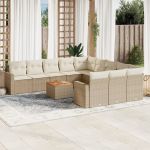 Set canapele de grădină cu perne, 12 piese, bej, poliratan GartenMobel Dekor