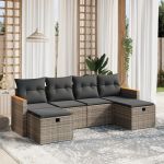 Set mobilier grădină cu perne, 6 piese, gri, poliratan GartenMobel Dekor