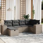 Set mobilier grădină cu perne, 6 piese, gri, poliratan GartenMobel Dekor