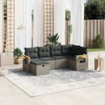 Set mobilier grădină cu perne, 6 piese, gri, poliratan GartenMobel Dekor