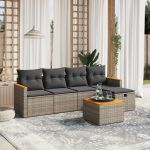 Set mobilier grădină cu perne, 6 piese, gri, poliratan GartenMobel Dekor