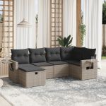 Set mobilier grădină cu perne, 6 piese, gri, poliratan GartenMobel Dekor