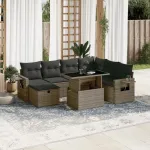 Set canapele de grădină cu perne, 8 piese, gri, poliratan GartenMobel Dekor