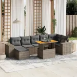Set canapele de grădină cu perne, 8 piese, gri, poliratan GartenMobel Dekor