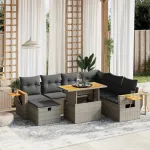 Set canapele de grădină cu perne, 8 piese, gri, poliratan GartenMobel Dekor