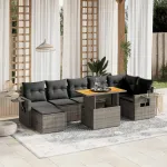Set canapele de grădină cu perne, 8 piese, gri, poliratan GartenMobel Dekor