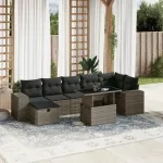 Set canapele de grădină cu perne, 8 piese, gri, poliratan GartenMobel Dekor