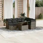 Set canapele de grădină cu perne, 8 piese, gri, poliratan GartenMobel Dekor