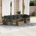 Set canapele de grădină cu perne, 8 piese, gri, poliratan GartenMobel Dekor