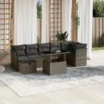 Set canapele de grădină cu perne, 8 piese, gri, poliratan GartenMobel Dekor