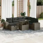 Set canapele de grădină cu perne, 8 piese, gri, poliratan GartenMobel Dekor