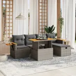 Set mobilier grădină cu perne, 6 piese, gri, poliratan GartenMobel Dekor