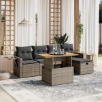 Set mobilier grădină cu perne, 6 piese, gri, poliratan GartenMobel Dekor