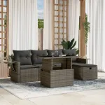 Set mobilier grădină cu perne, 6 piese, gri, poliratan GartenMobel Dekor