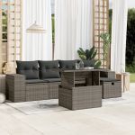 Set mobilier grădină cu perne, 6 piese, gri, poliratan GartenMobel Dekor