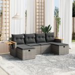 Set mobilier grădină cu perne, 6 piese, gri, poliratan GartenMobel Dekor