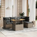 Set mobilier grădină cu perne, 6 piese, gri, poliratan GartenMobel Dekor