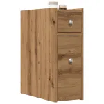 Dulap de baie îngust cu roți, stejar artizanal, lemn prelucrat GartenMobel Dekor