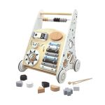 Premergator din lemn, xilofon, sortator forme, labirint, spatiu depozitare, 4 roti, 38x32x45.5 cm MultiMark GlobalProd