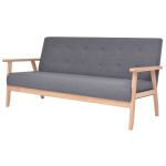 Canapea cu 3 locuri, gri închis, material textil GartenMobel Dekor