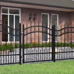 Poartă gard cu vârf negru 103x150 cm oțel vopsit electrostatic GartenMobel Dekor