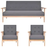 Set de canapele, 3 piese, gri închis, material textil GartenMobel Dekor