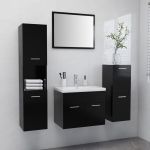 Set mobilier de baie, negru, lemn prelucrat GartenMobel Dekor