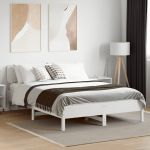 Cadru de pat fără saltea, alb, 150x200 cm, lemn masiv pin GartenMobel Dekor