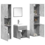 Set mobilier de baie, 5 piese, gri beton, lemn prelucrat GartenMobel Dekor