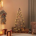 Brad de Crăciun din metal pentru decor, negru, 125 cm GartenMobel Dekor