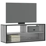 Dulap TV, gri sonoma, 100x31x39,5 cm, lemn prelucrat și metal GartenMobel Dekor