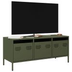 Dulap TV, verde măsliniu, 101,5x39x43,5cm, oțel laminat la rece GartenMobel Dekor