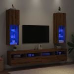 Comode TV cu lumini LED 2 buc. stejar artizanal 30,5x30x102 cm GartenMobel Dekor