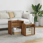 Mese suprapuse de cafea, 2 buc., lemn vechi, lemn prelucrat GartenMobel Dekor