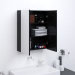 Dulap de baie cu oglindă, negru strălucitor, 60x15x75 cm, MDF GartenMobel Dekor
