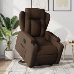 Fotoliu electric rabatabil cu ridicare, maro, textil GartenMobel Dekor