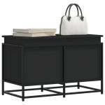 Cutie de depozitare cu capac negru 80x40x51,5 cm lemn prelucrat GartenMobel Dekor