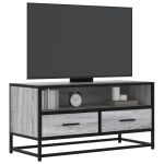 Dulap TV, gri sonoma, 80x34,5x40 cm, lemn prelucrat și metal GartenMobel Dekor