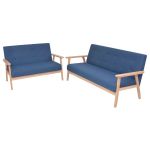 Set cu canapele, 2 piese, material textil, albastru GartenMobel Dekor