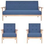 Set de canapele, 3 piese, albastru, material textil GartenMobel Dekor