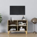 Comodă TV, picioare lemn masiv, stejar sonoma, 69,5x30x50 cm GartenMobel Dekor