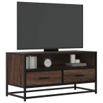 Dulap TV, stejar maro, 80x34,5x40 cm, lemn prelucrat și metal GartenMobel Dekor