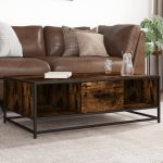 Măsuță de cafea stejar fumuriu 100x57x35cm lemn prelucrat/metal GartenMobel Dekor