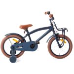 Bicicleta 16 inch, cool boy, cadru otel 26 cm, frana v-brake, suport frontal, 2 roti ajutatoare, far, bleumarin MultiMark GlobalProd
